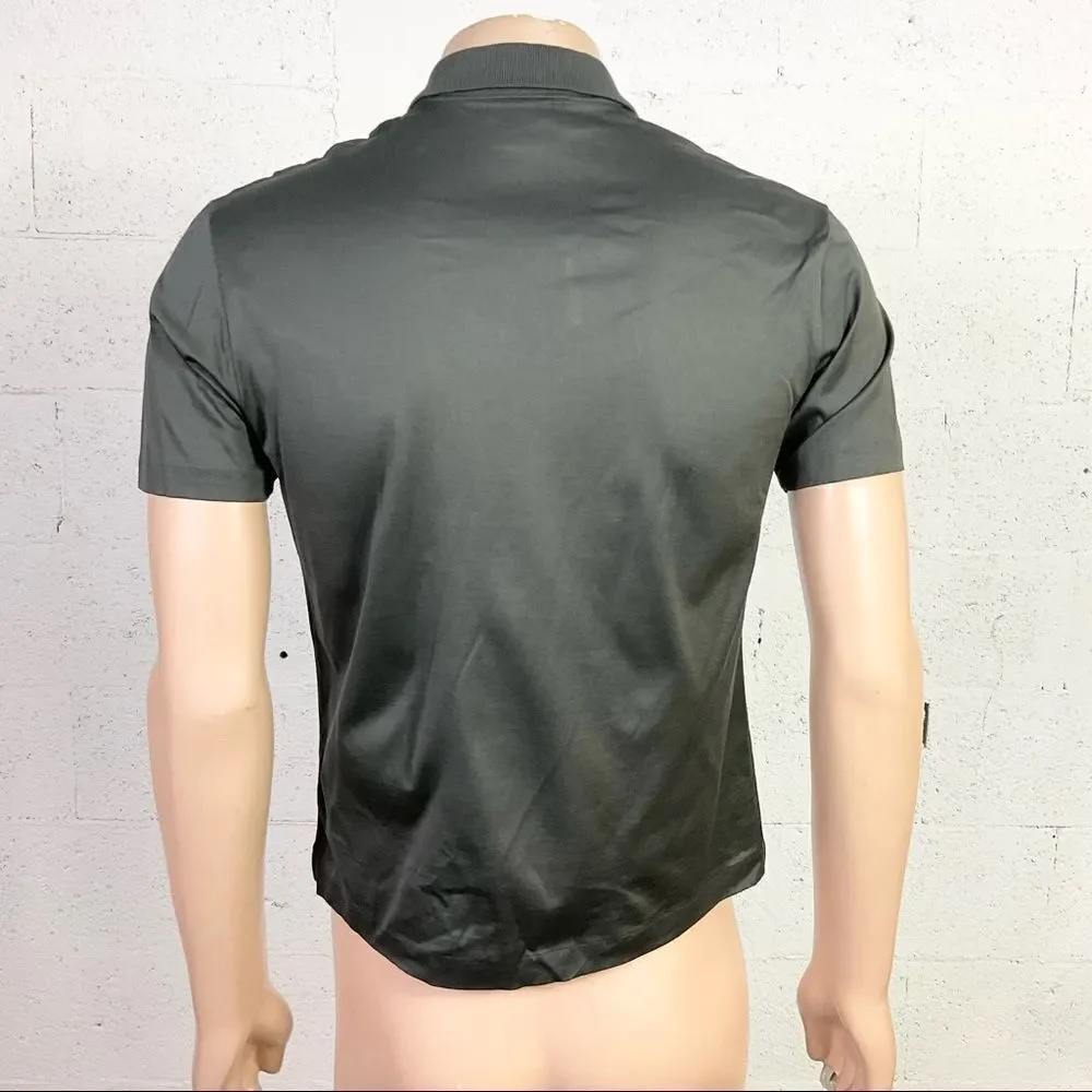 GUCCI Gray Short Sleeve Collared Cotton Polo Shirt S